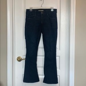 Dark Wash Flare Jeans with Stretch Waist